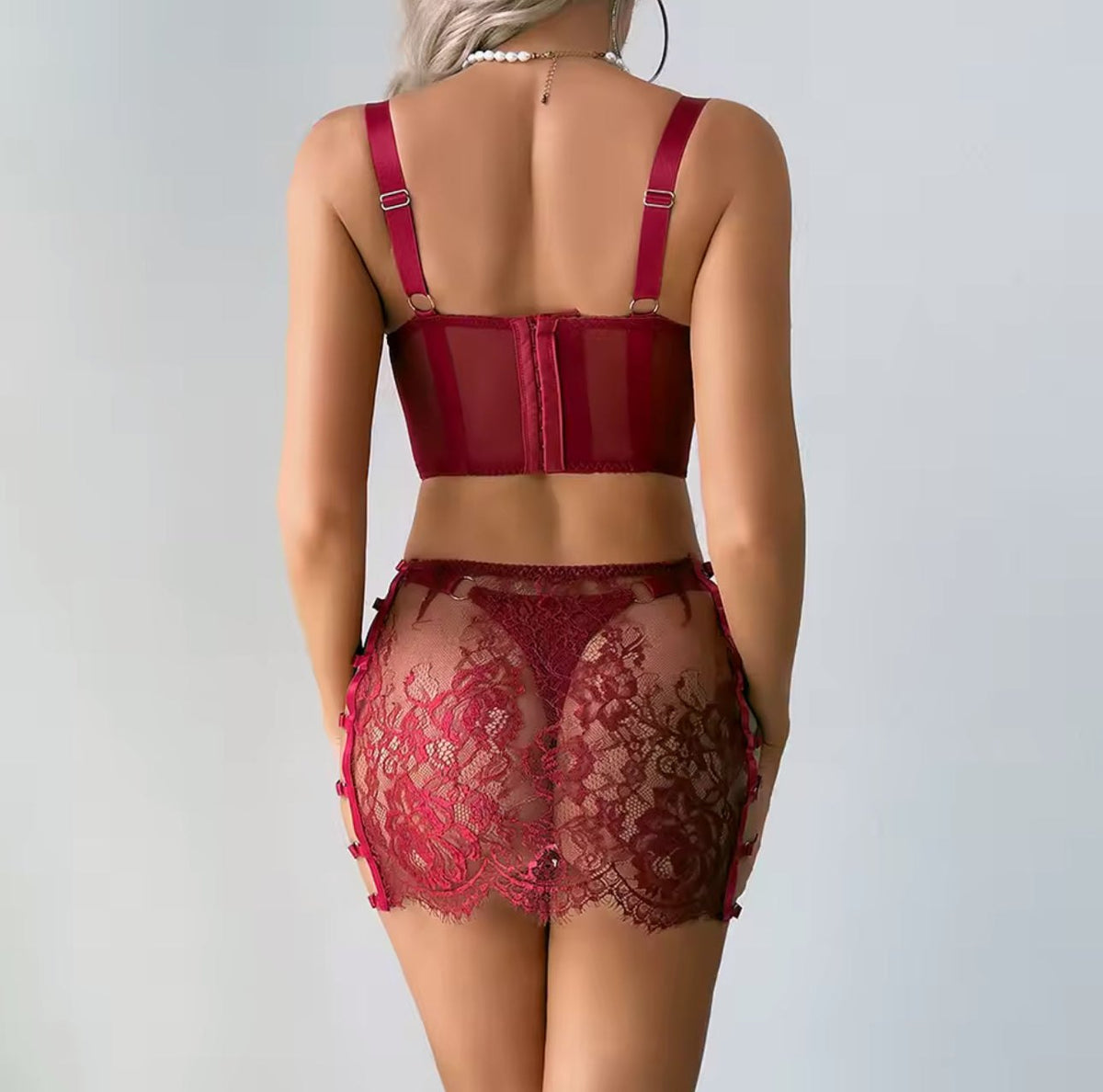Floral lace mesh lingerie set, photo 14