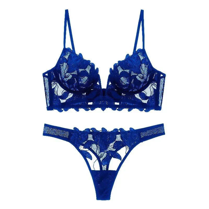 Floral lace plunge bridal bra thong set, photo 8