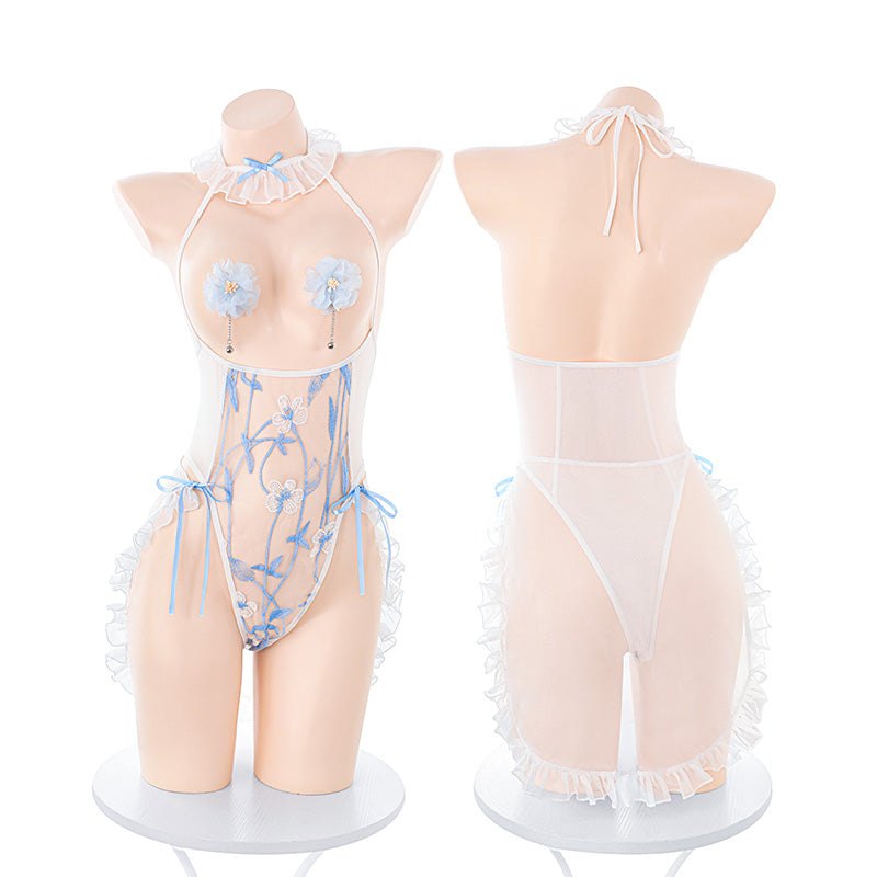 Floral lace print bodysuit with nipple covers, photo 8
