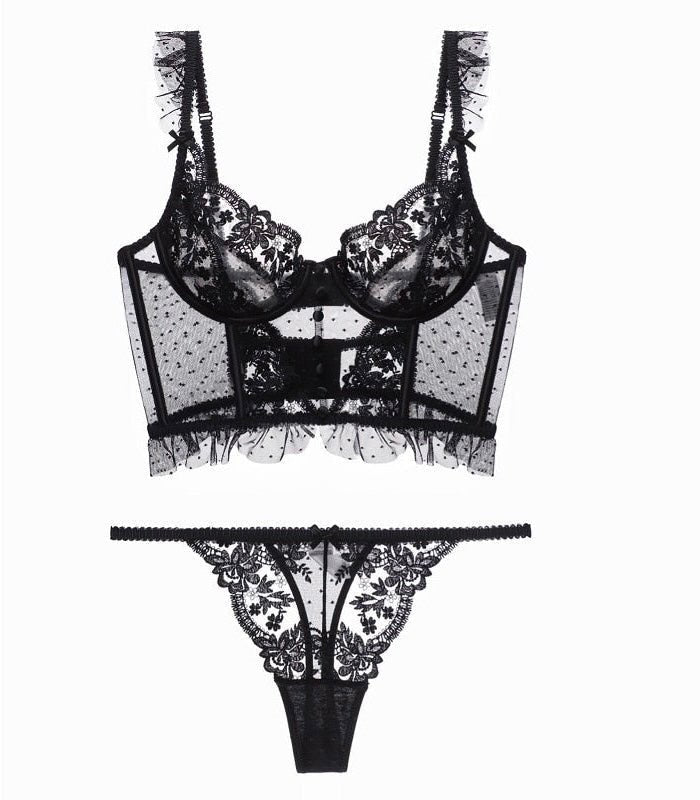 Floral lace ruffle bustier set, photo 5