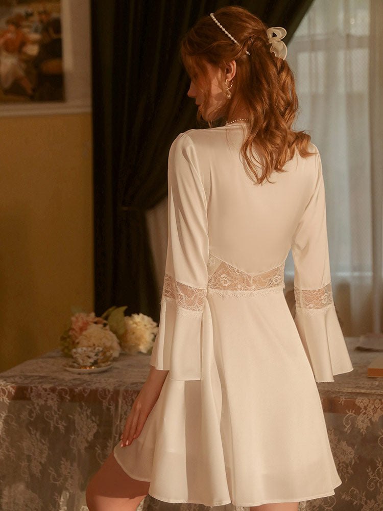 Floral lace tie front cardigan robe, photo 11