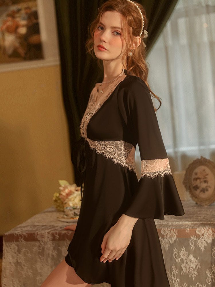 Floral lace tie front cardigan robe, photo 5
