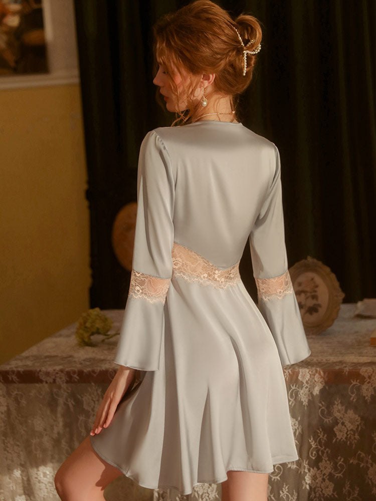 Floral lace tie front cardigan robe, photo 6