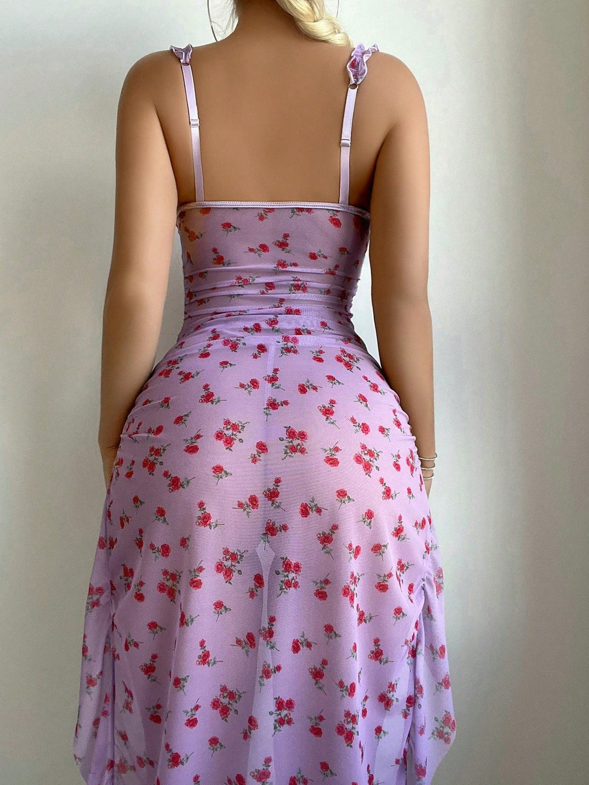 Floral print mesh halter nightgown, photo 9