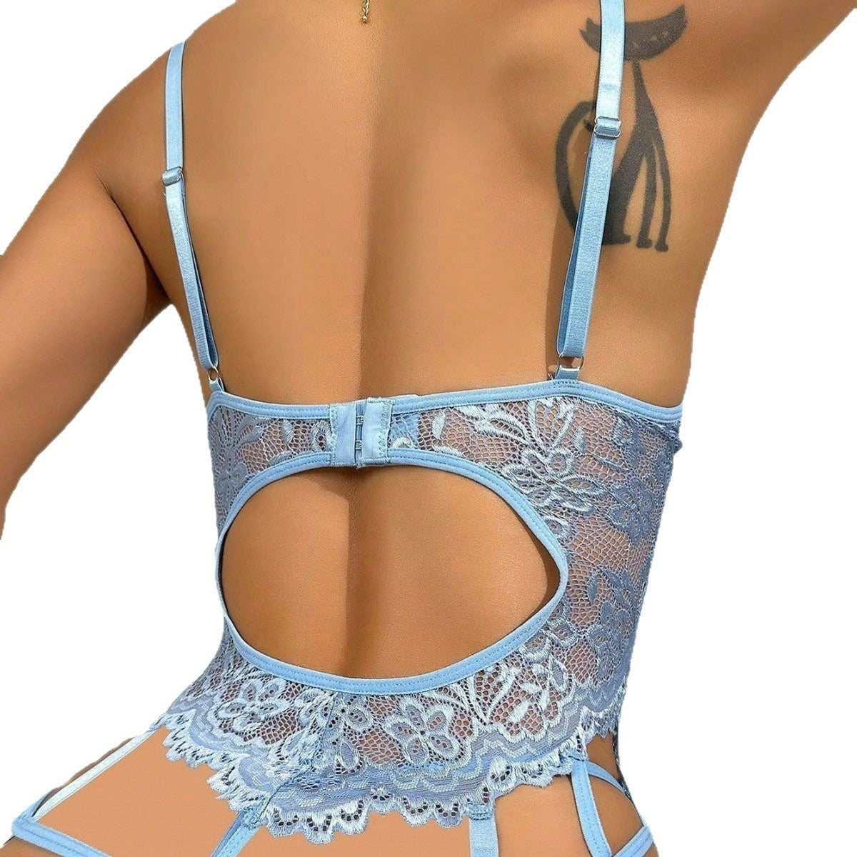 Floral stitched lace strap bra set, photo 4
