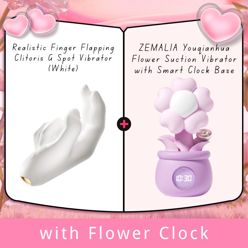 Purple flower shaped clitoral suction vibrator with clock base, photo 12