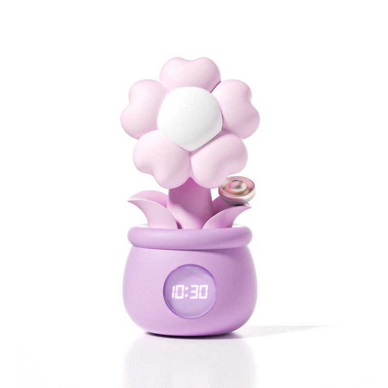 Purple flower shaped clitoral suction vibrator with clock base, photo 2