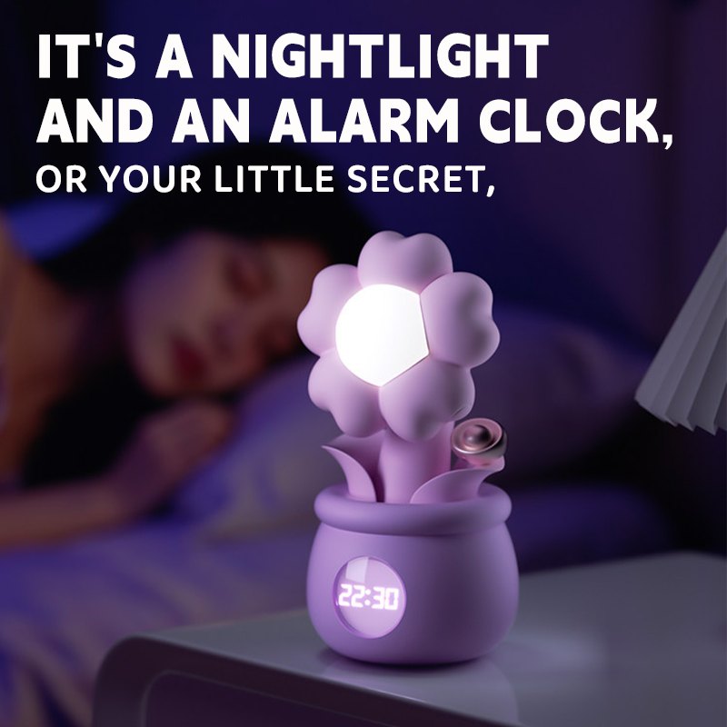 Purple flower shaped clitoral suction vibrator with clock base, photo 3