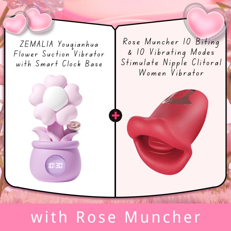 Purple flower shaped clitoral suction vibrator with clock base, photo 9