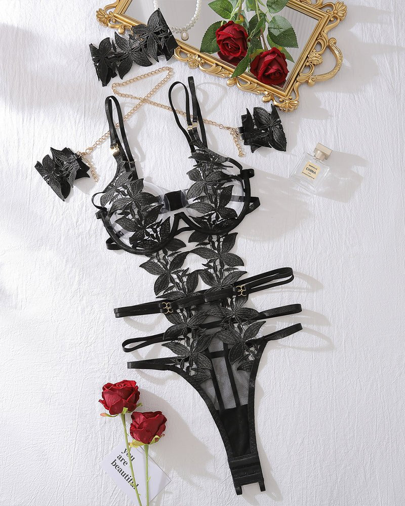 Embroidered chain bracelet lace bodysuit, photo 4