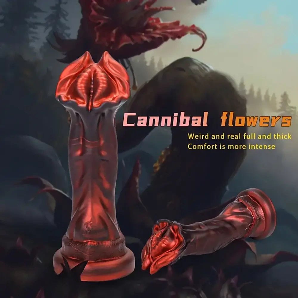 Red flower head silicone fantasy dildo, photo 10