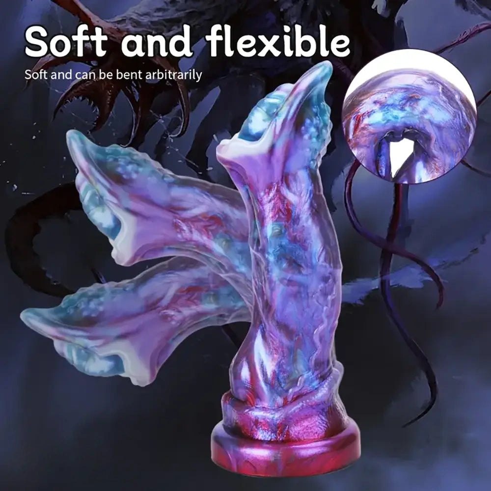 Red flower head silicone fantasy dildo, photo 11
