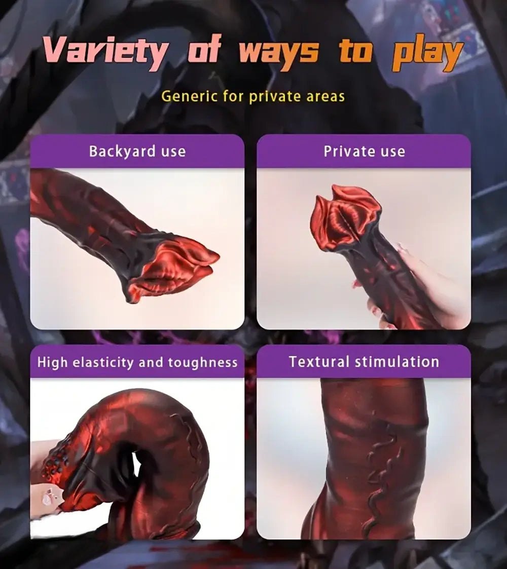 Red flower head silicone fantasy dildo, photo 6