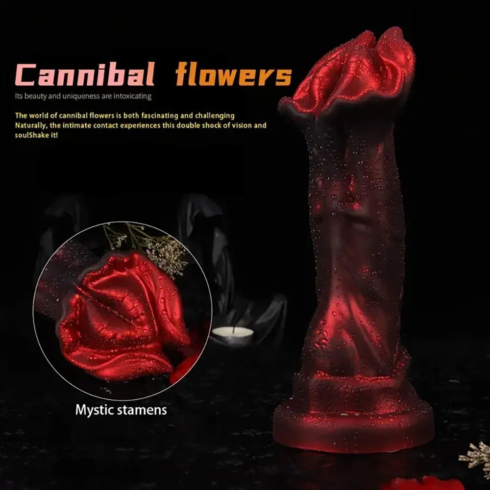 Red flower head silicone fantasy dildo, photo 7