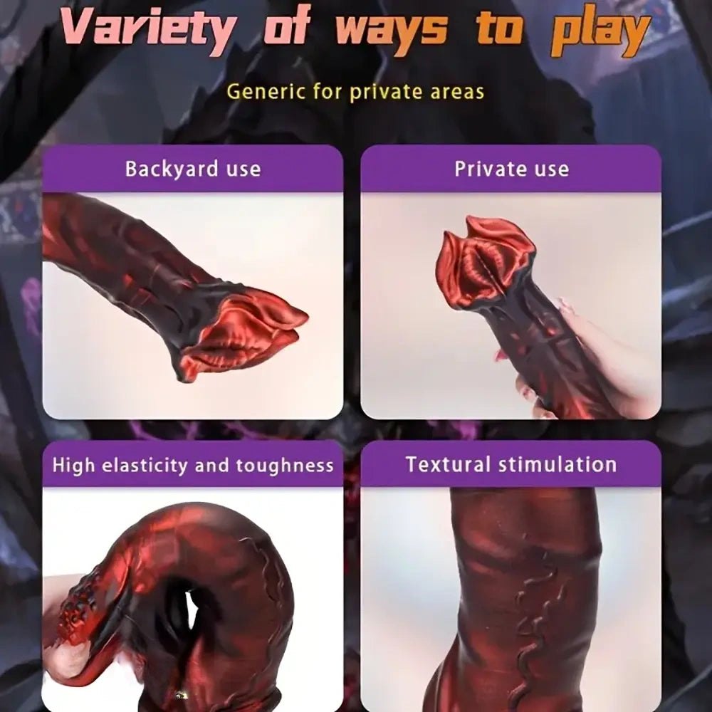 Red flower head silicone fantasy dildo, photo 9