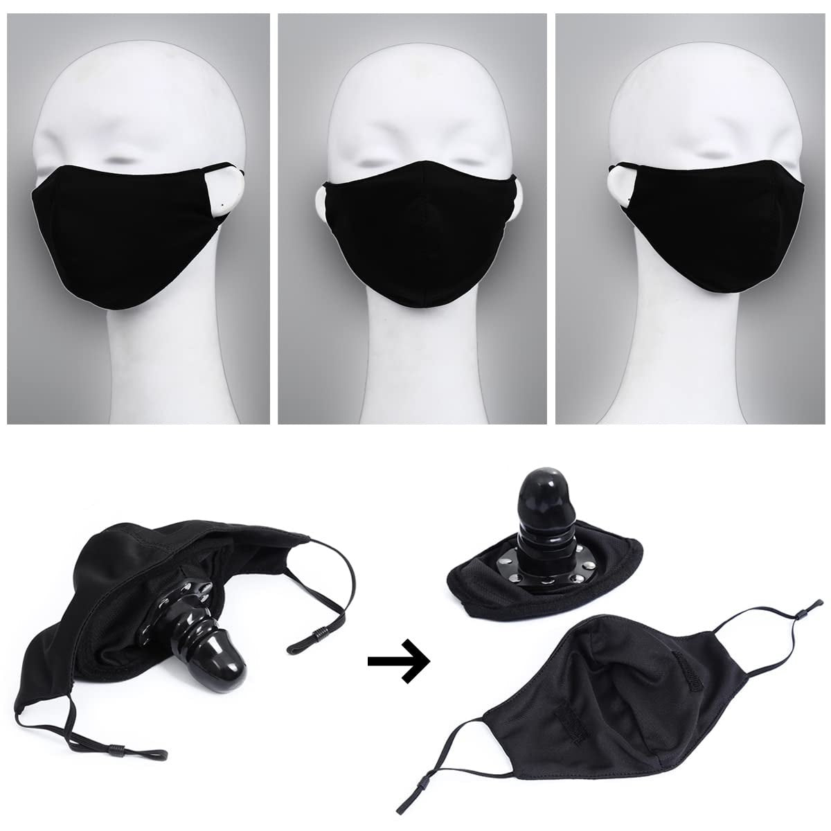 Black foldable dildo mask gag, photo 5