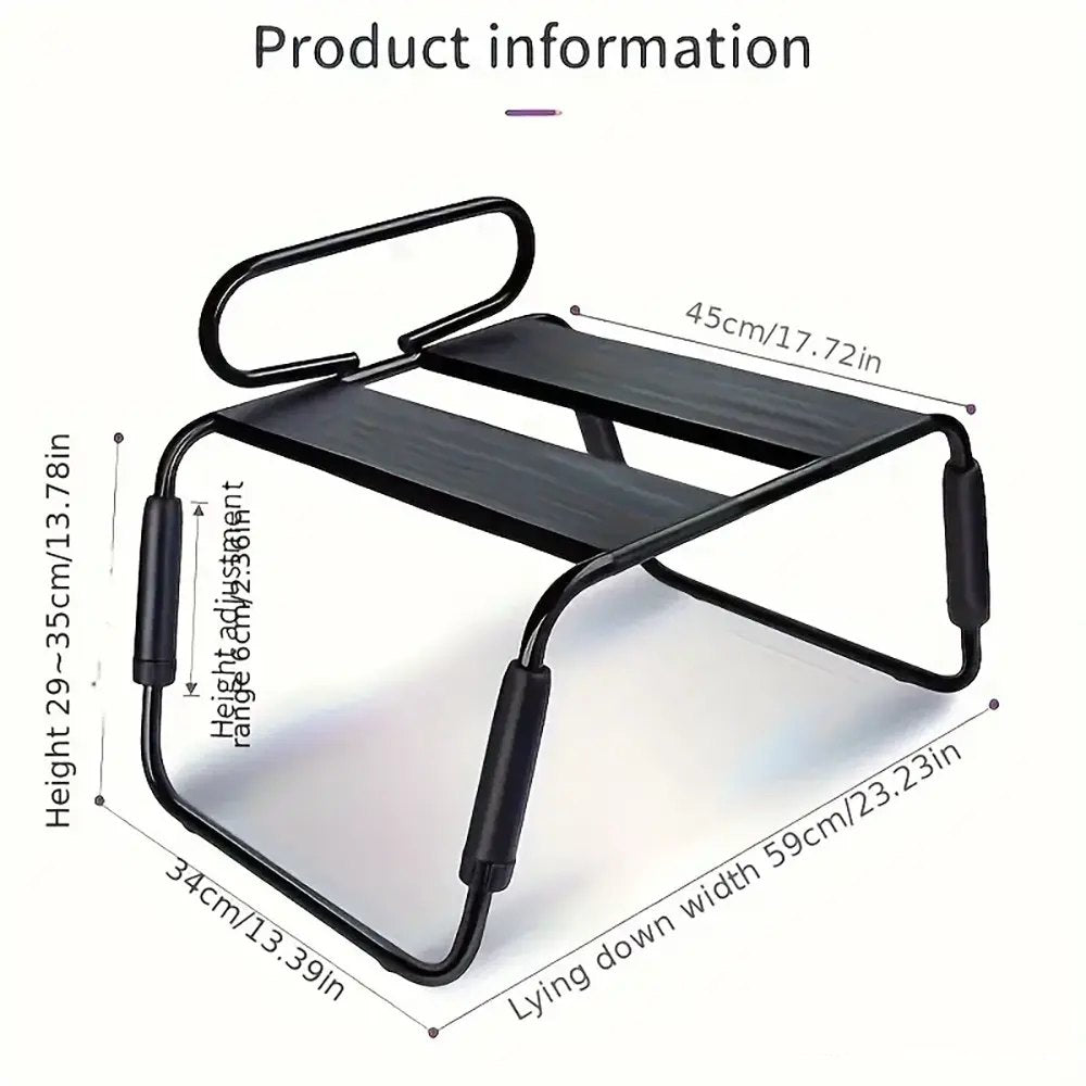Black folding metal sex chair with headrest, photo 6