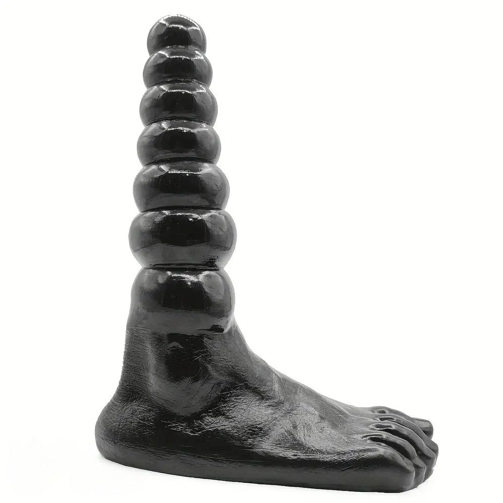 Black novelty foot-shaped anal beads dildo