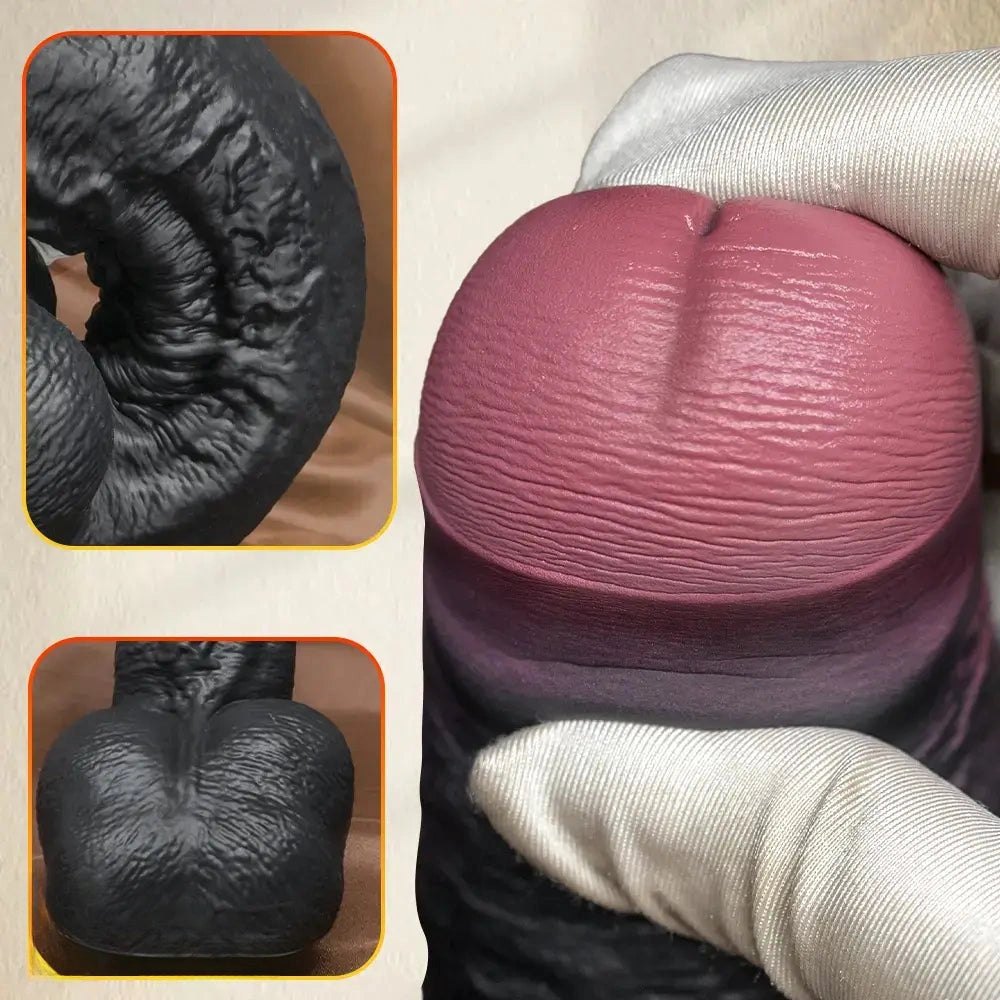 Black silicone foreskin strap-on dildo, photo 4