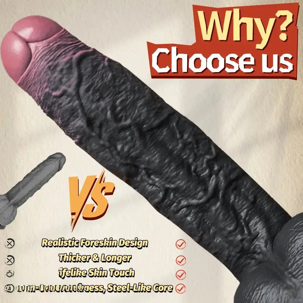 Black silicone foreskin strap-on dildo, photo 9