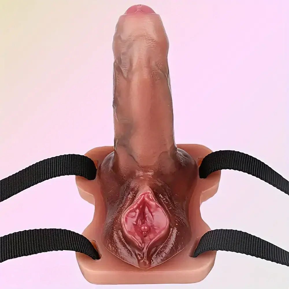 Flesh tone realistic silicone strap-on dildo, photo 1