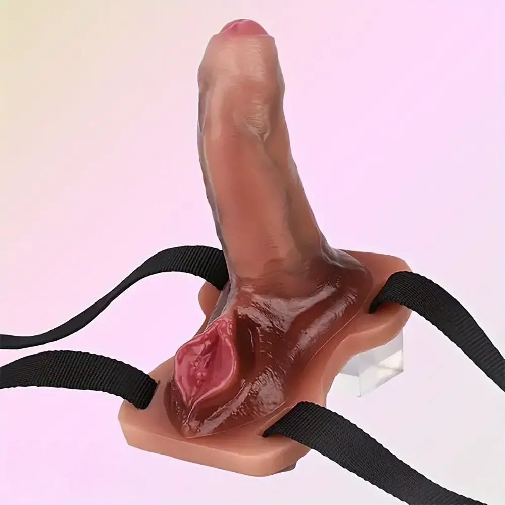 Flesh tone realistic silicone strap-on dildo, photo 4