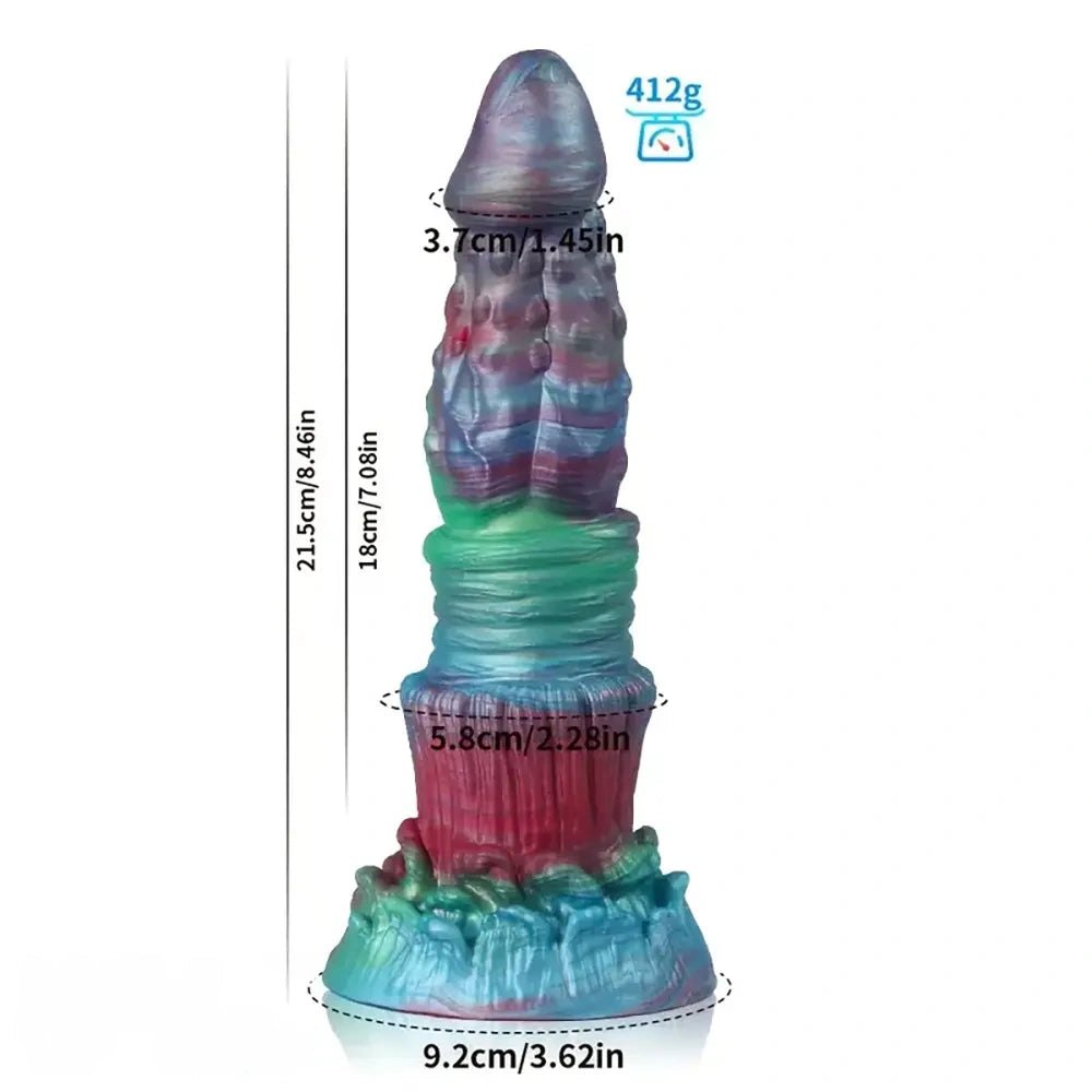 Textured fantasy silicone dildo, photo 11