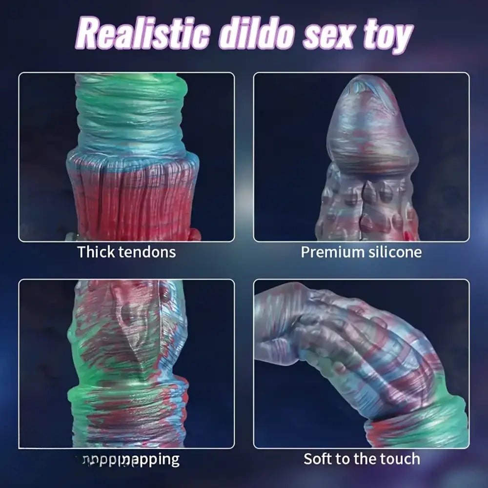 Textured fantasy silicone dildo, photo 4