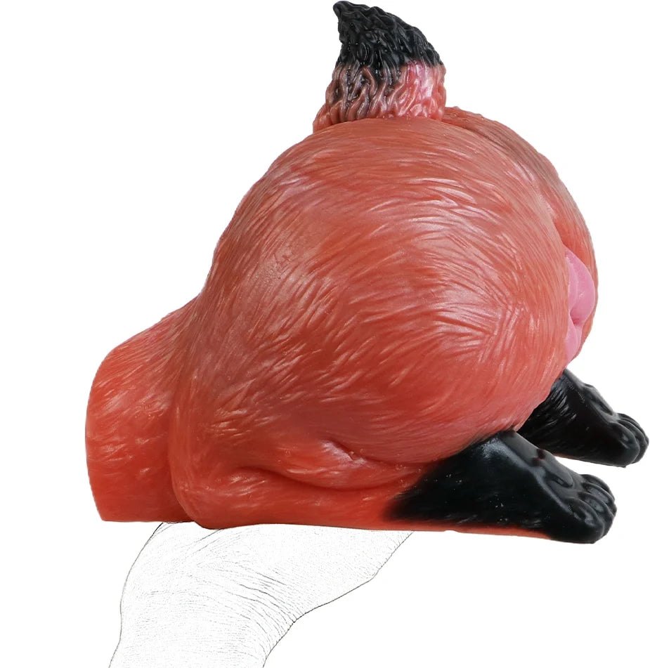 Rust orange and black fox fur textured masturbator with clawed feet, photo 10