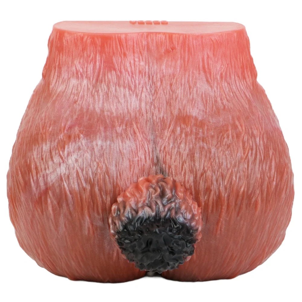 Rust orange and black fox fur textured masturbator with clawed feet, photo 14