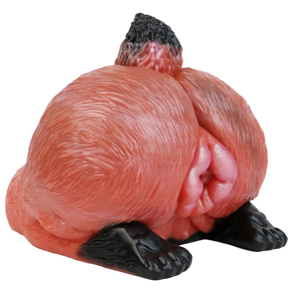 Rust orange and black fox fur textured masturbator with clawed feet, photo 5