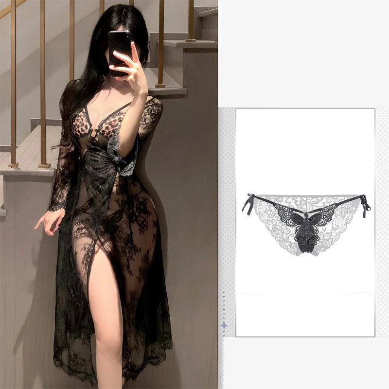 Black + Black Underpants french romantic lace open cup chemise
