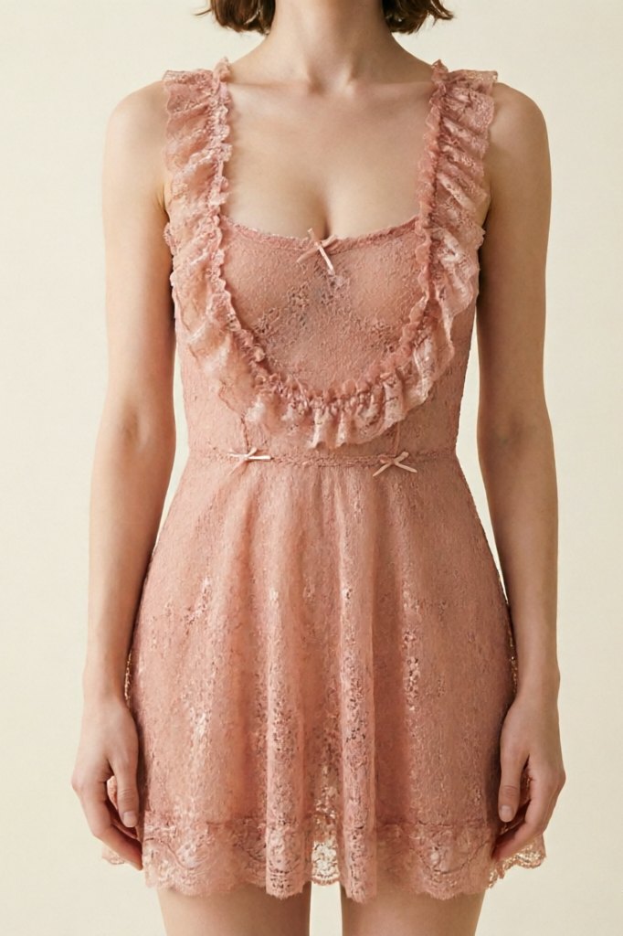 French sheer lace open back babydoll, photo 2