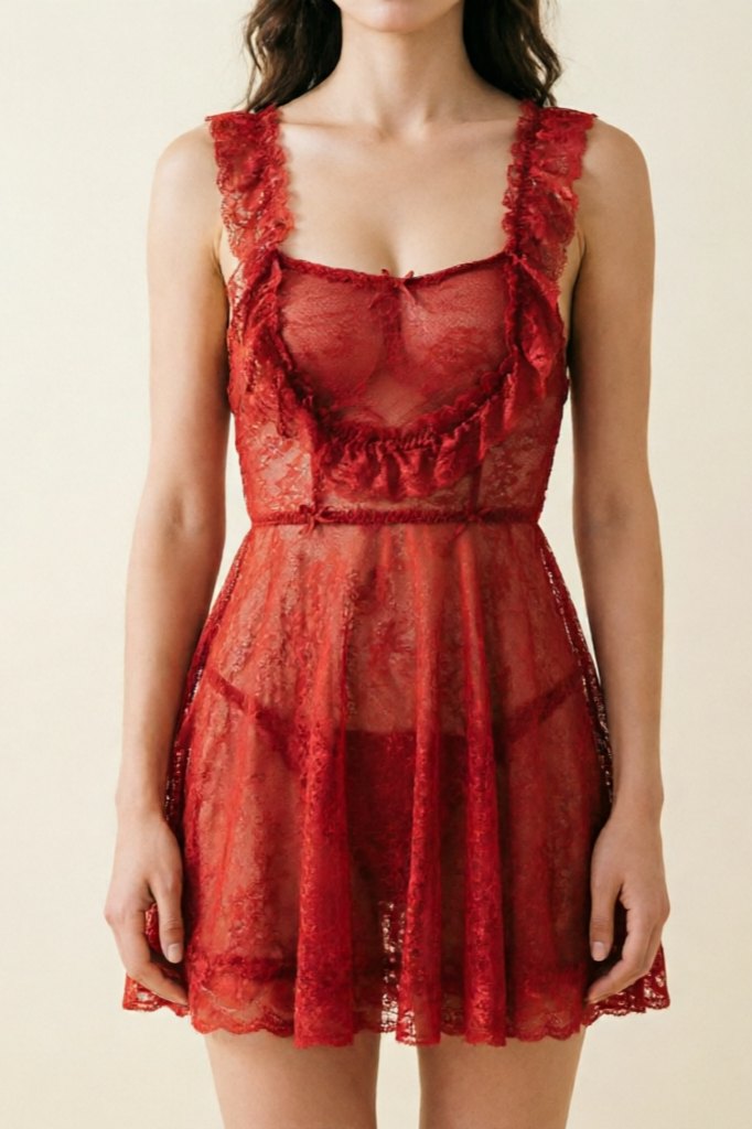 French sheer lace open back babydoll, photo 3