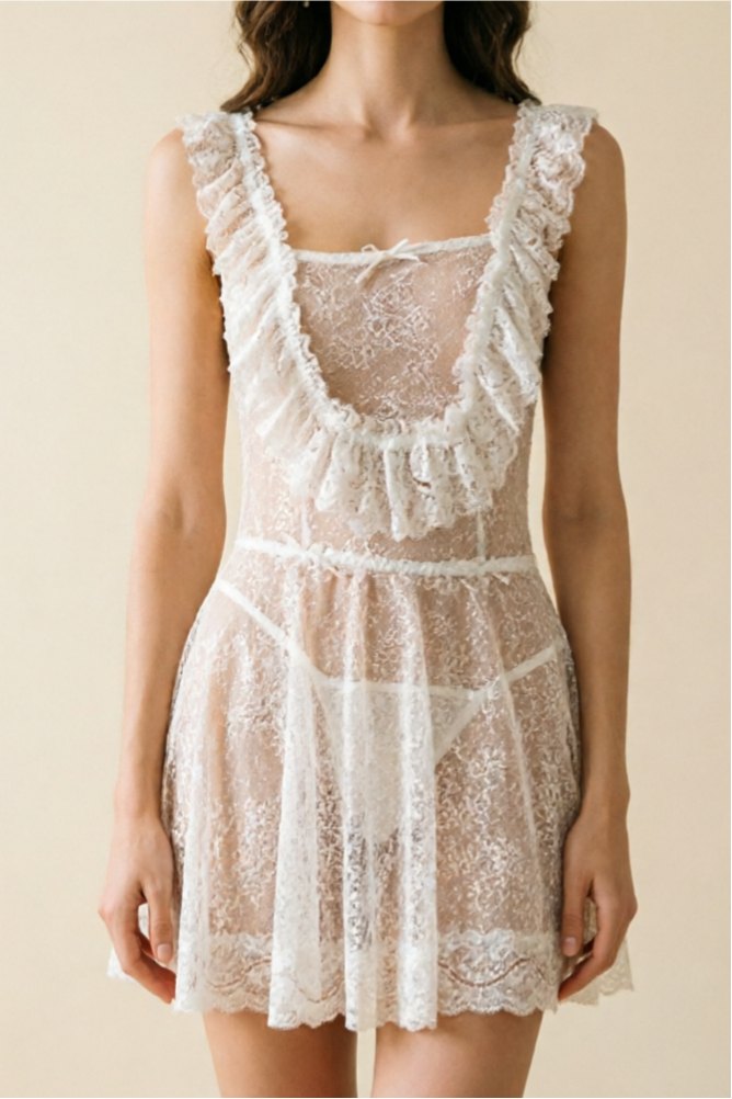 French sheer lace open back babydoll, photo 5