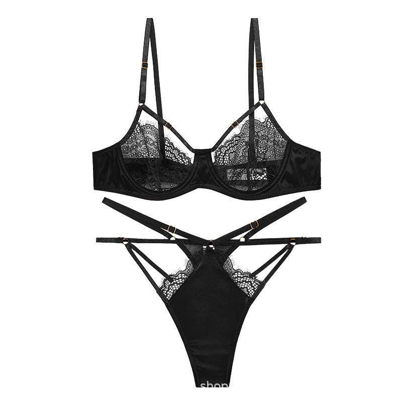 French ultra thin lace bra t pants set, photo 6