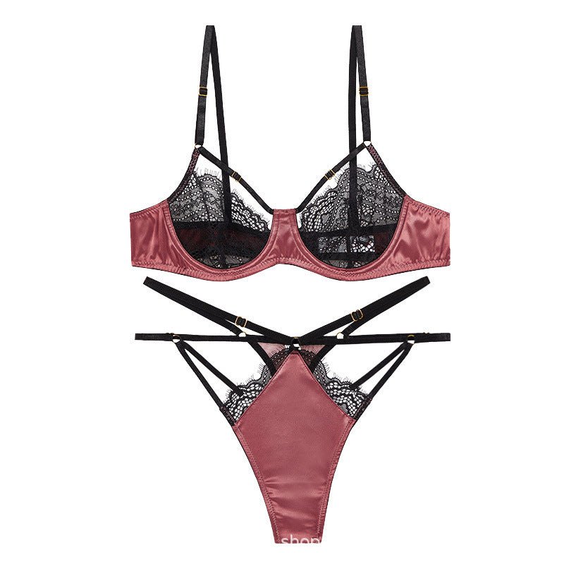 French ultra thin lace bra t pants set, photo 7