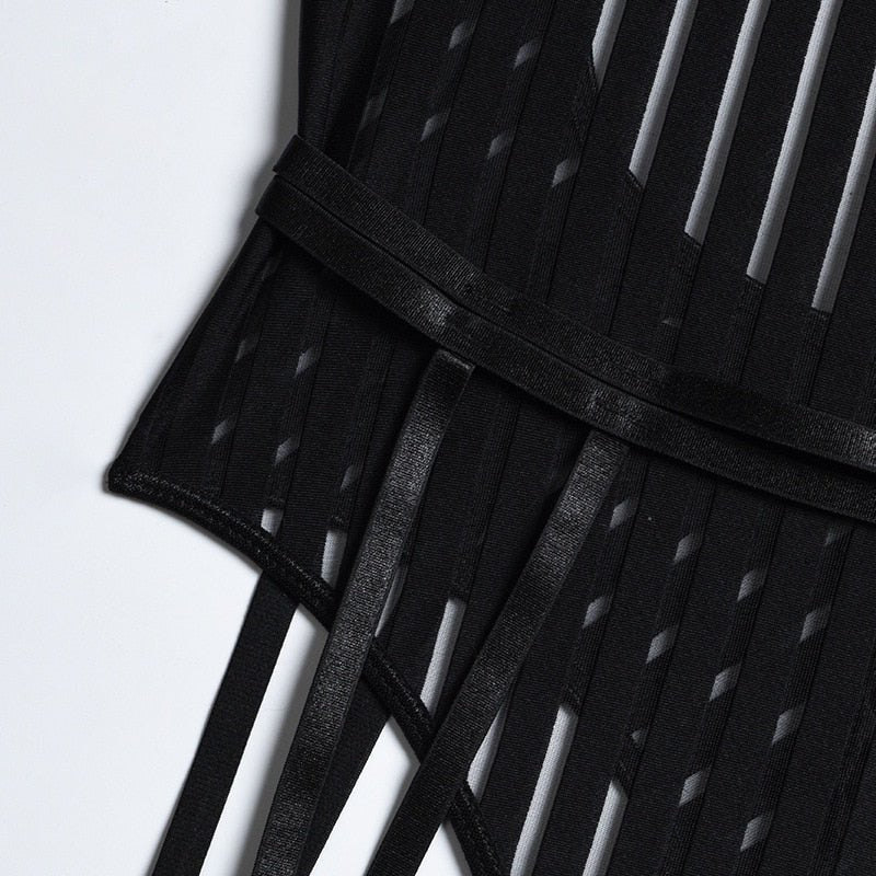 Front neckline striped linen bodysuit, photo 3
