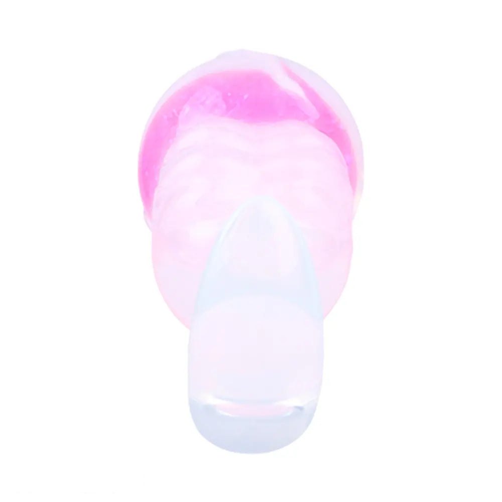 Frosted silicone anal plug with crackled color core and flared base, photo 15
