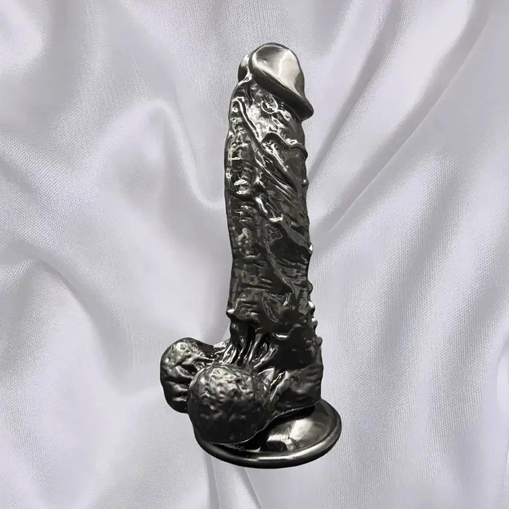 Black curved handheld realistic dildo