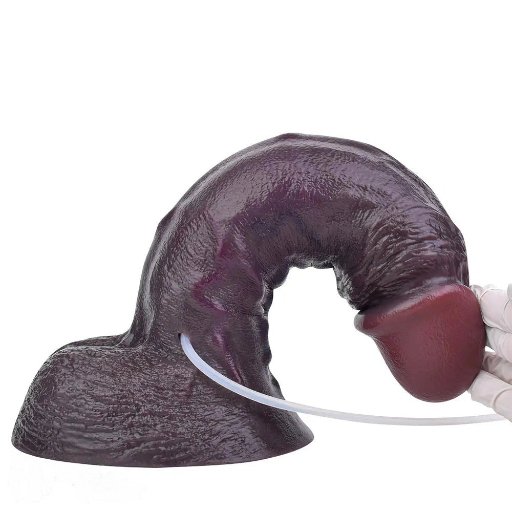 Coffee silicone g-spot squirting dildo, photo 13