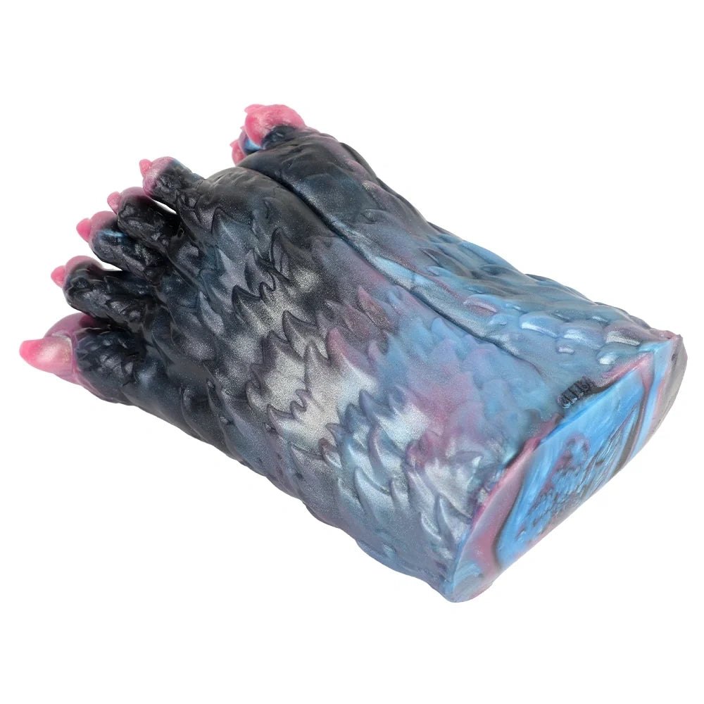 Onyx black double paw masturbator with blue galaxy marble interior, photo 11
