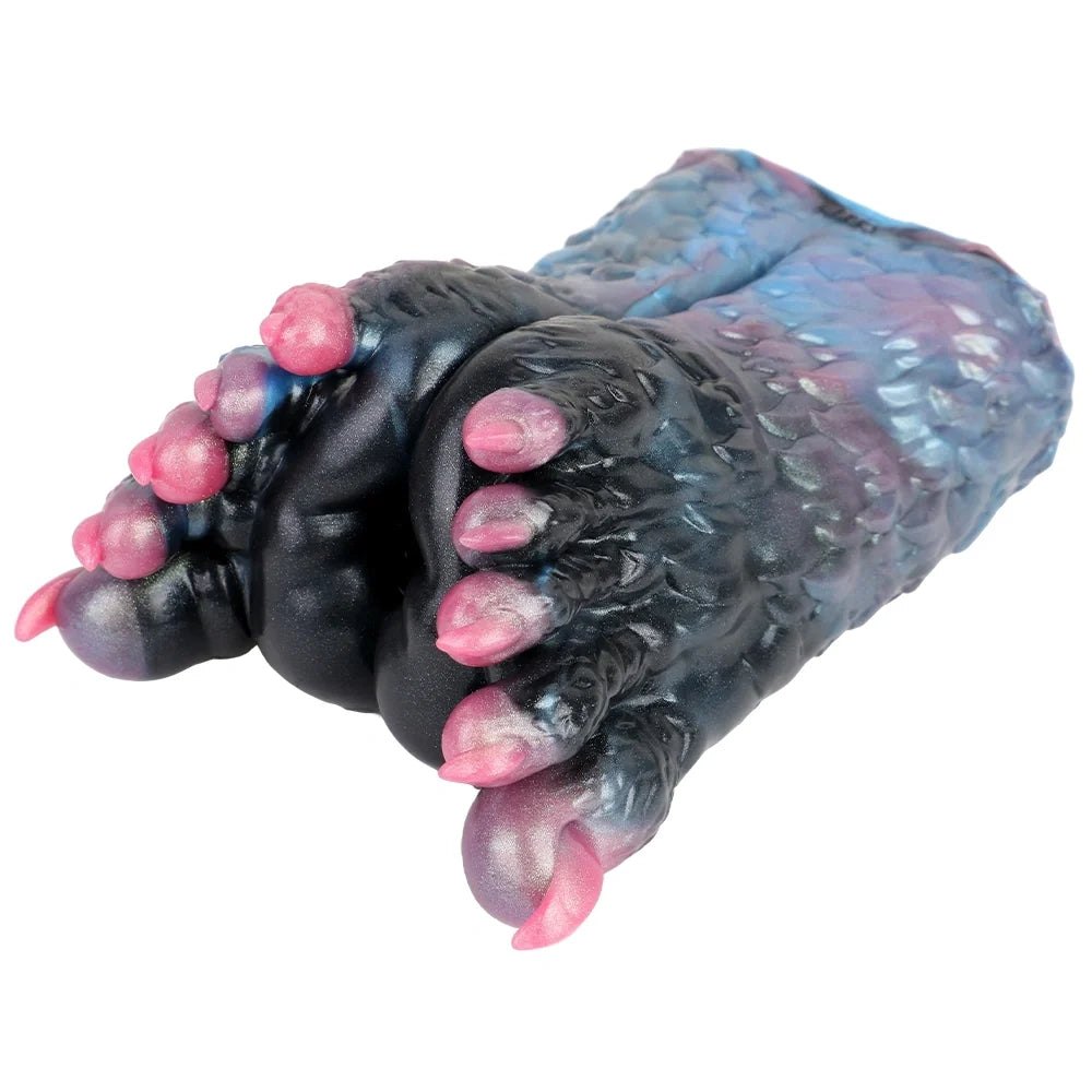 Onyx black double paw masturbator with blue galaxy marble interior, photo 12