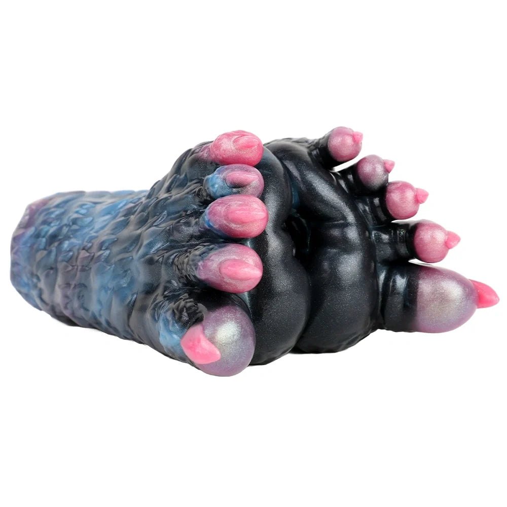 Onyx black double paw masturbator with blue galaxy marble interior, photo 4