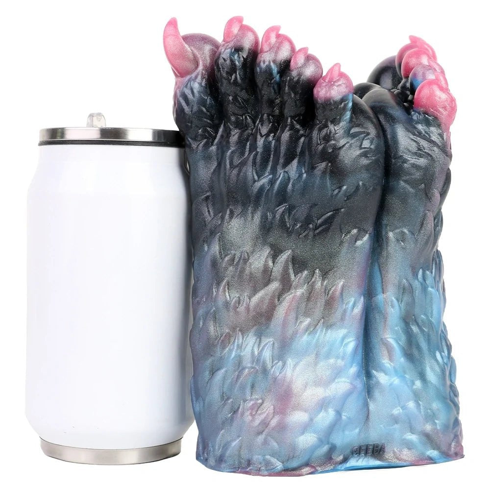 Onyx black double paw masturbator with blue galaxy marble interior, photo 5