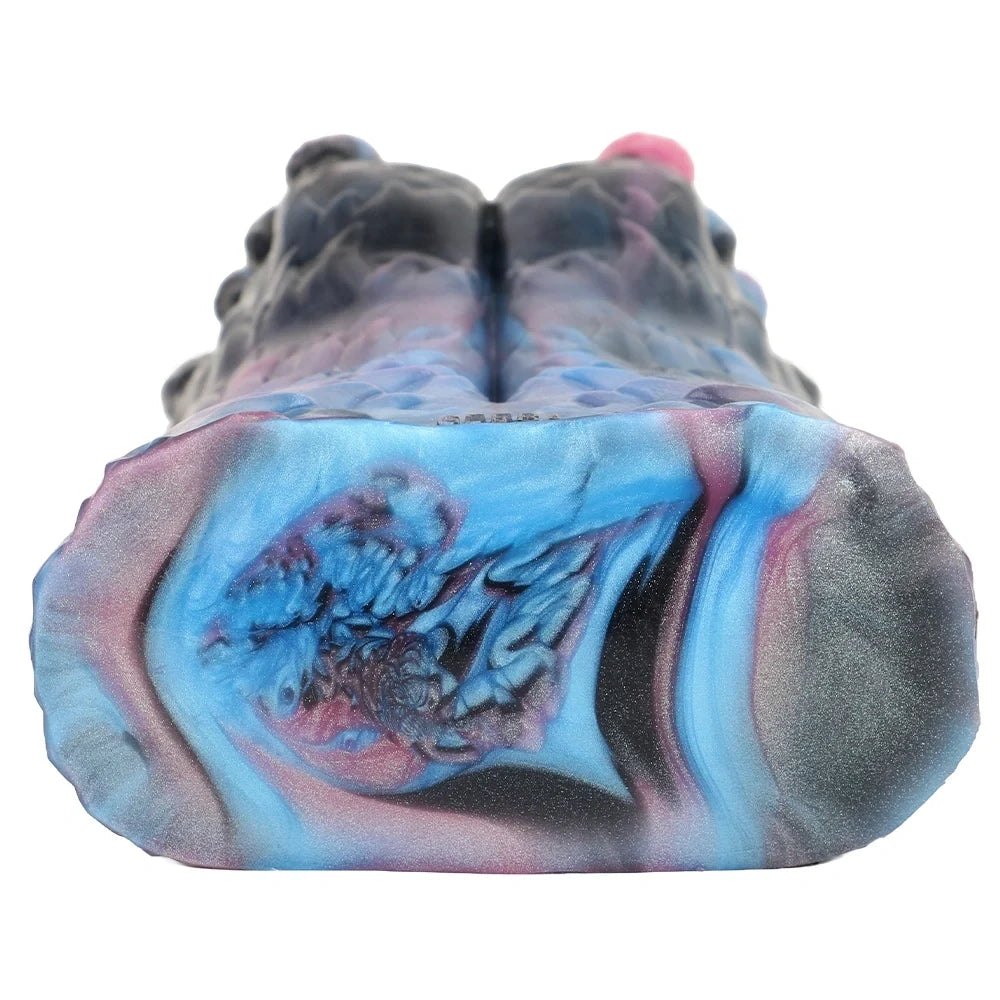 Onyx black double paw masturbator with blue galaxy marble interior, photo 9