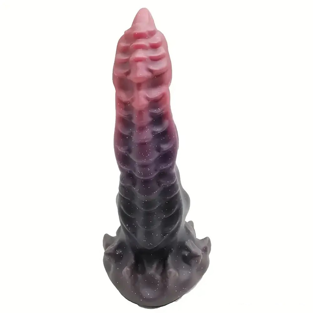 Galaxy red and black silicone dragon fantasy dildo, photo 3
