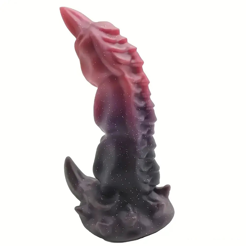 Galaxy red and black silicone dragon fantasy dildo, photo 4