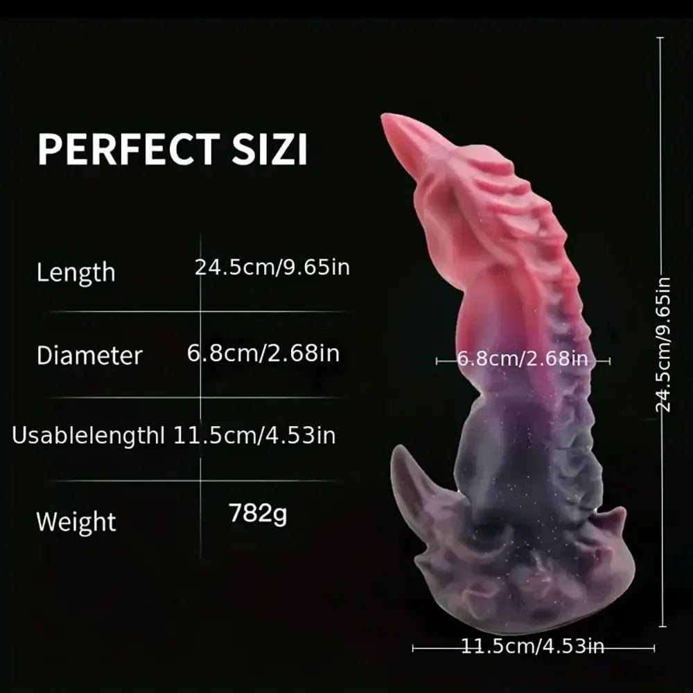 Galaxy red and black silicone dragon fantasy dildo, photo 5
