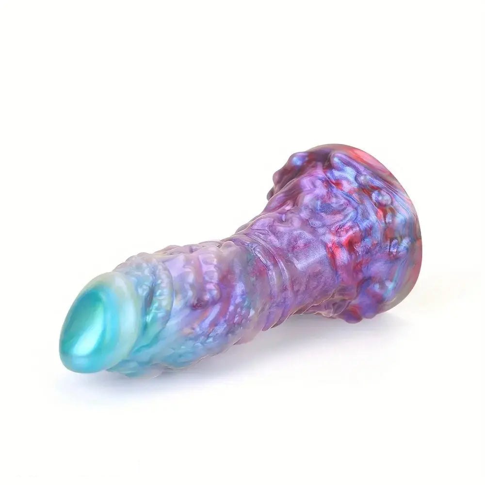 Purple and blue galaxy silicone fantasy dildo, photo 12
